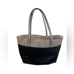 Kate Spade leather Cedar Street Saffiano Black and Cream Tote bag purse